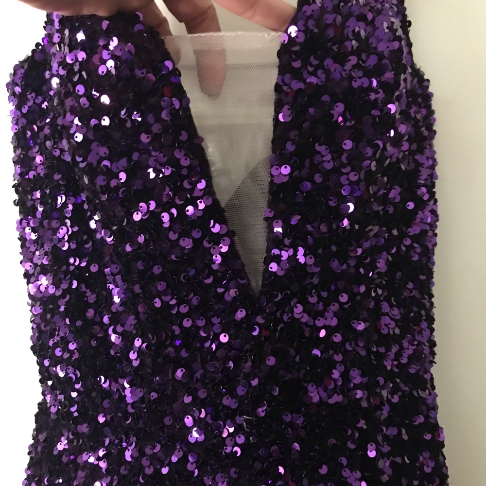 Purple sequin high low dress